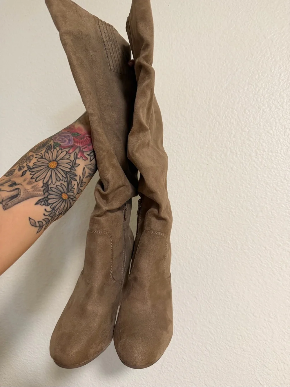 Women’s Brown Suede Knee-High Block Heel Boots